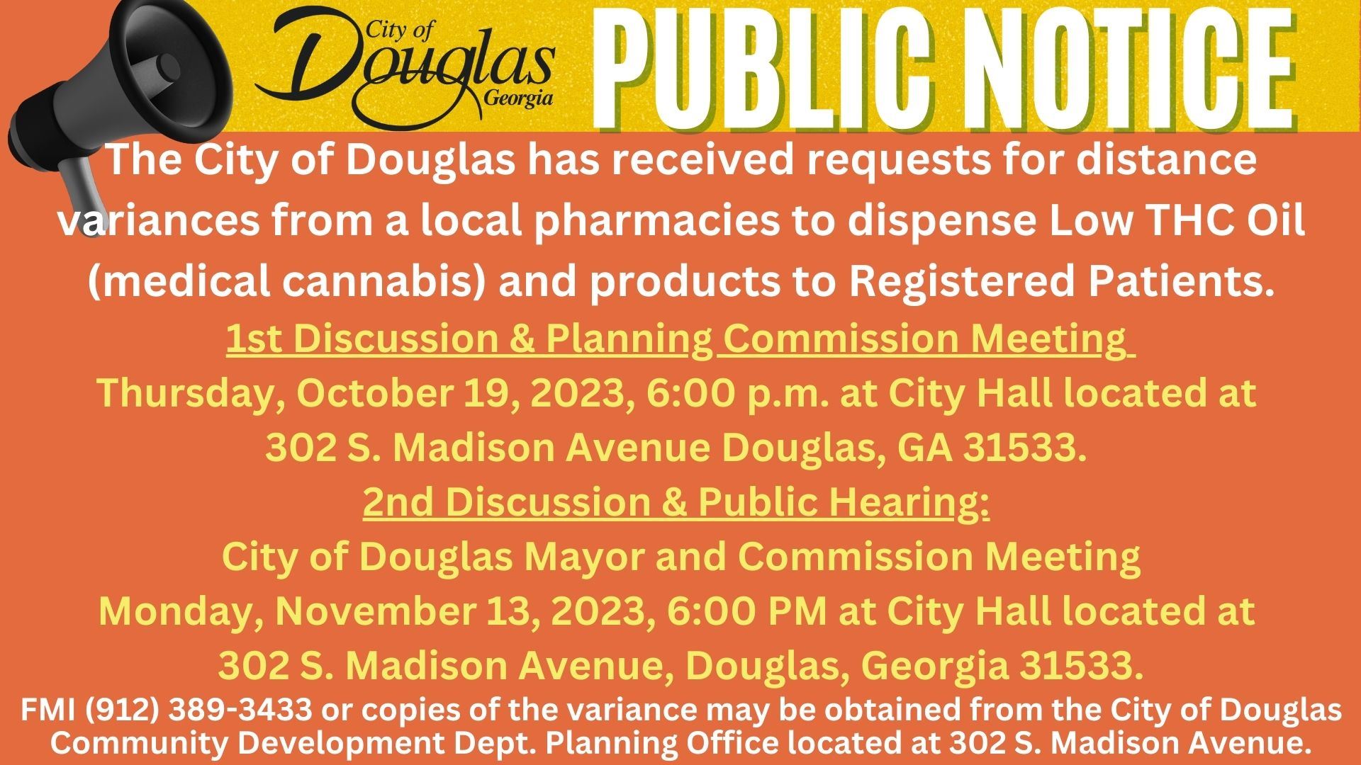 Image of Public Notice for Variance to dispense Medical THC Oil