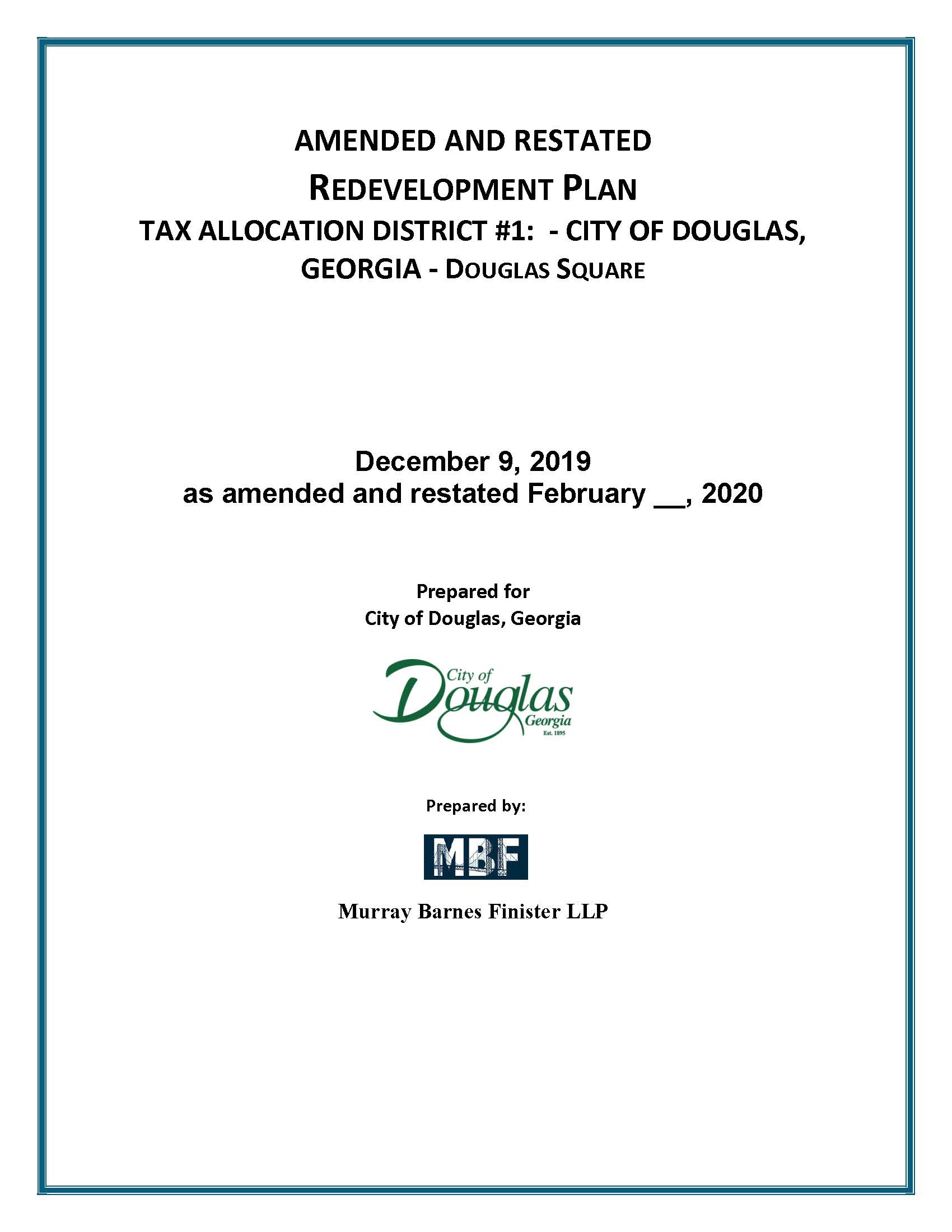 Amended and Restated  Redevelopment Plan City of Douglas