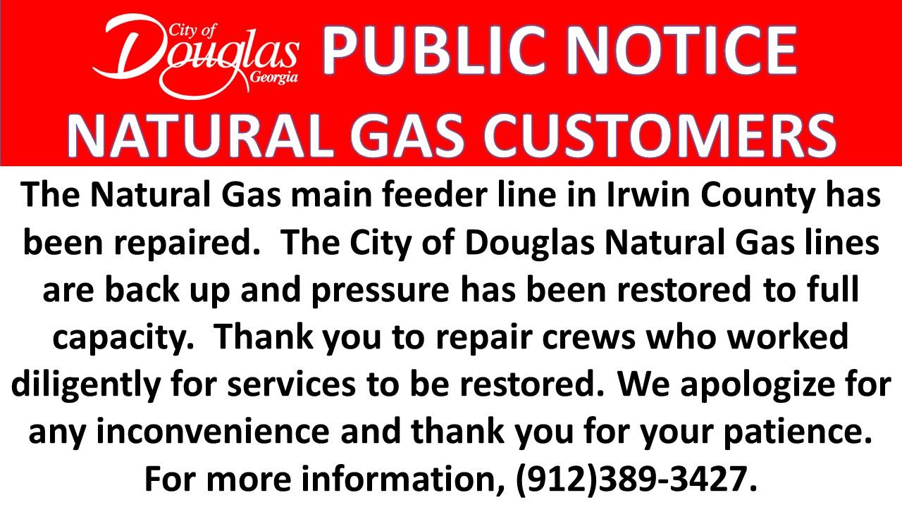 Public Notice - Natural Gas Customers BACK UP
